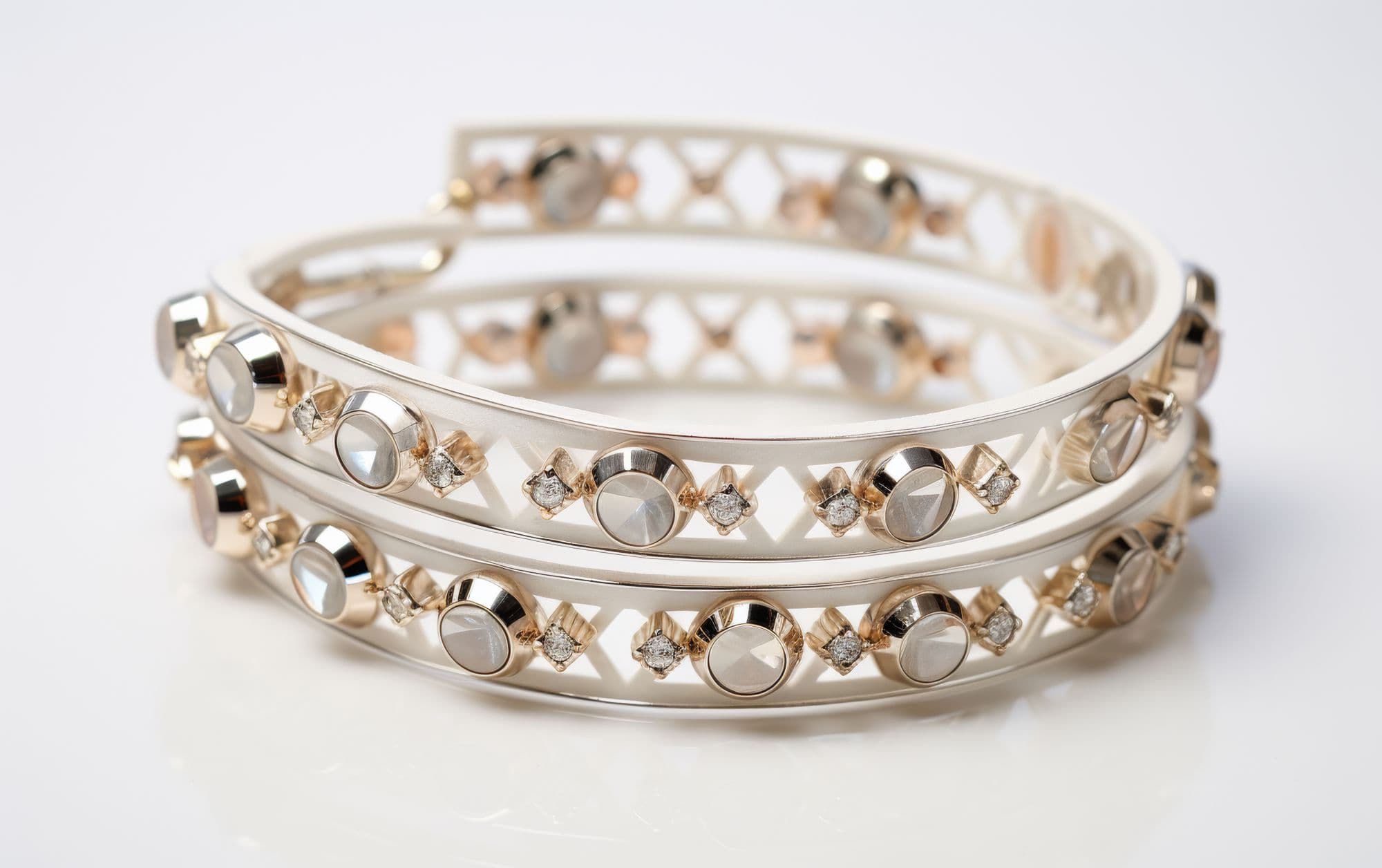 Ivory Enamel Cuff Bangles
